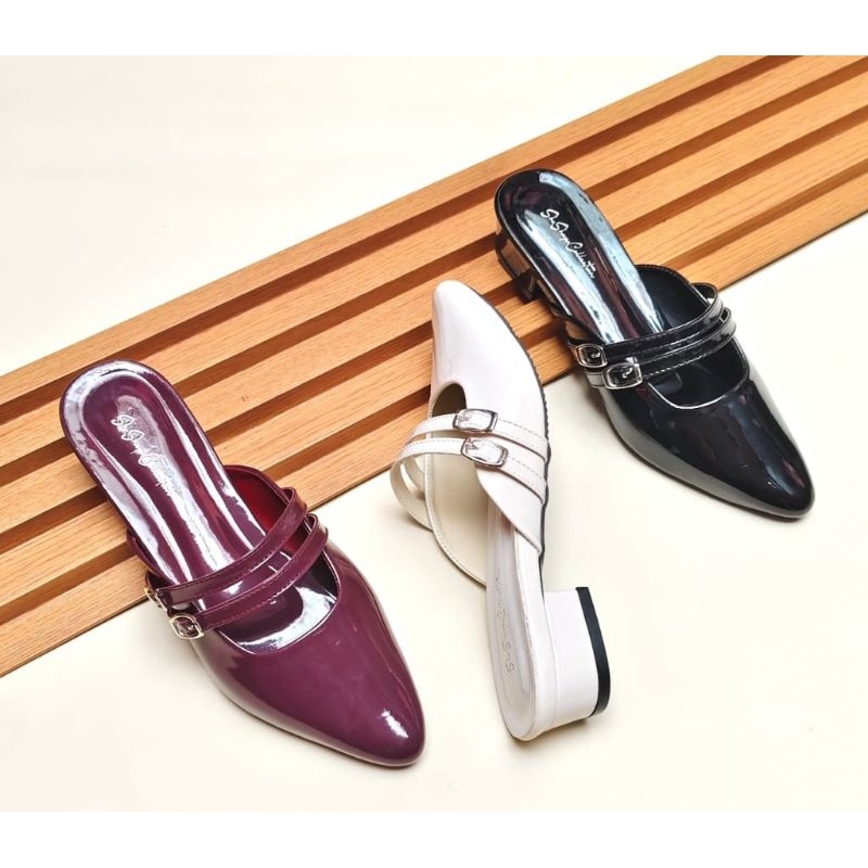 selop  heels mules wanita terbaru  kokop hak 3cm kekinian
