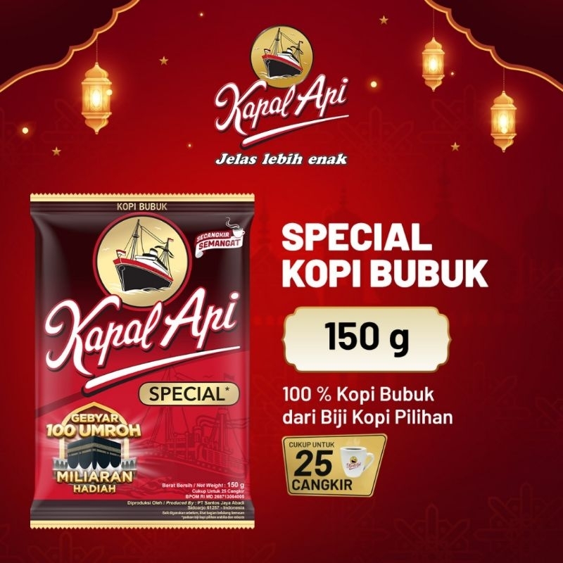 

Kopi Bubuk kapal api Special 150 Gram Bubuk Kemasan Instant Coffee