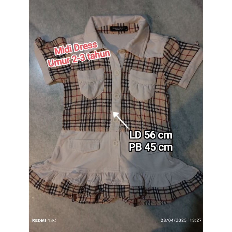 PRELOVE | Midi Dress Burberry Second | Dress Anak Umur 2-3 Tahun ~ATSN24