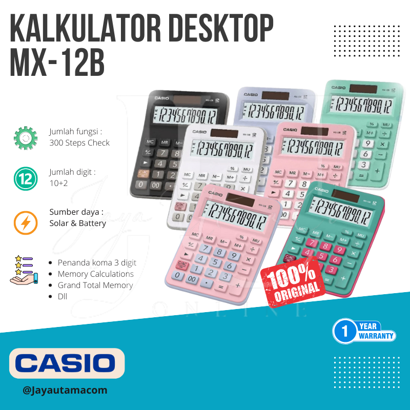 

Casio MX 12B Kalkulator Desktop Kalkulator Mini 12 Digit Original