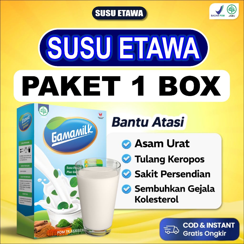 

SUSU ETAWA (1 box) - Susu Kambing Anti Tulang Keropos & Atasi Sakit Sendi Asam Urat Rematik Original
