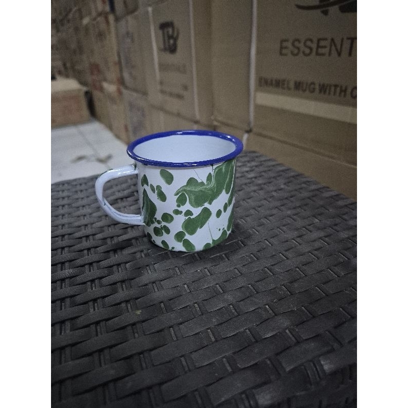 1 lusin Gelas Enamel Lurik/ Gelas Jadul