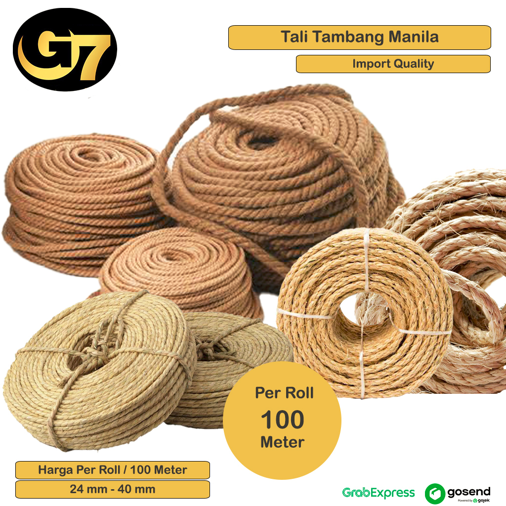 

Tali Tambang Manila Rope Per Roll Kecil Ukuran 4mm 6mm 8mm 10mm 12mm 14mm Tali Tampar Dadung Super Kuat Serat Abaca Tali Ikat Barang Dekorasi Harga 1 Roll Premium