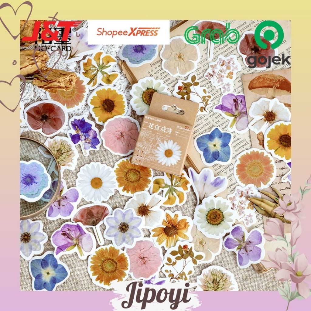 

45pcs Stiker Sticker Bunga Bujo Journal Jurnal Scrapbook Planner Diary Aesthetic Lucu Murah DIY Deco