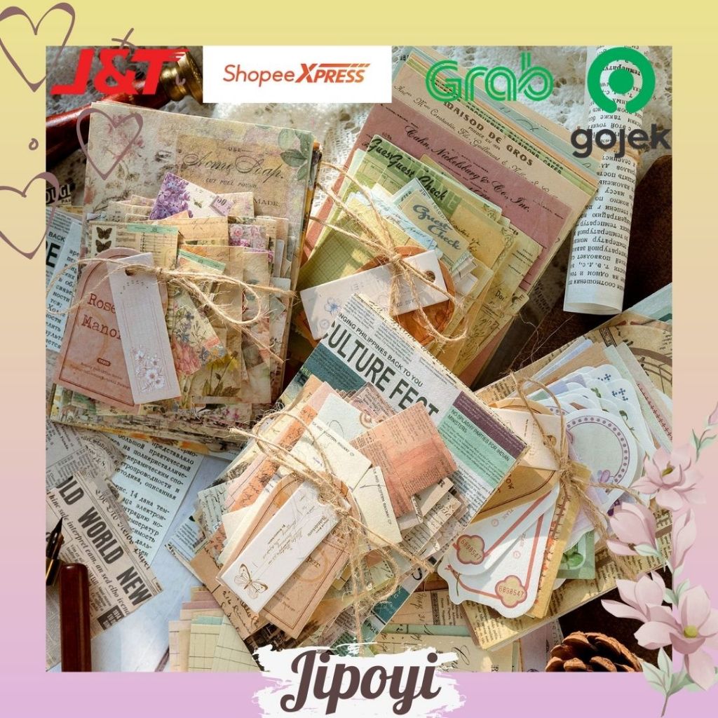 

100lembar Kertas Deco Paper Craft Retro Vintage Bujo Journaling Scrapbook Jurnal DIY Aesthetic