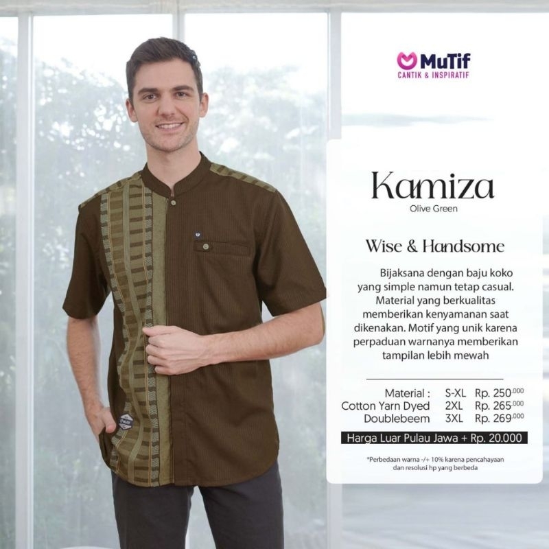 Baju Koko Mutif kamiza Koko Pria Dewasa Lengan Pendek Simple