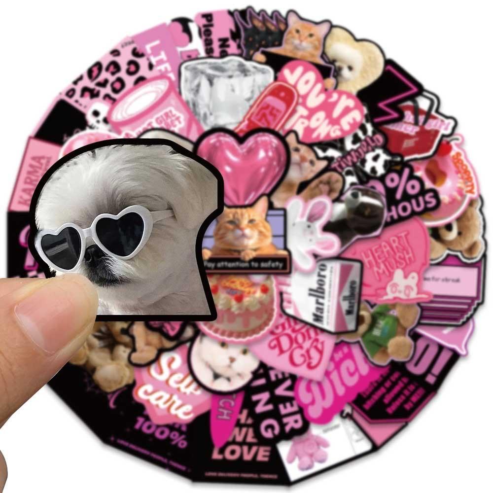

10 pcs Stiker Kartun Hitam Pink / Stiker Kartun Hitam Pink YN106