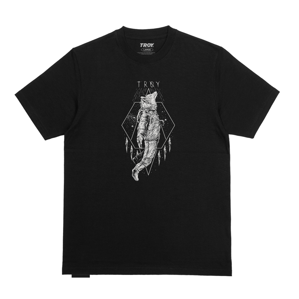 Troy Company Tshirt Black Galaxy Wolf - Kaos Lengan Pendek Kaos Hitam MTD 3102