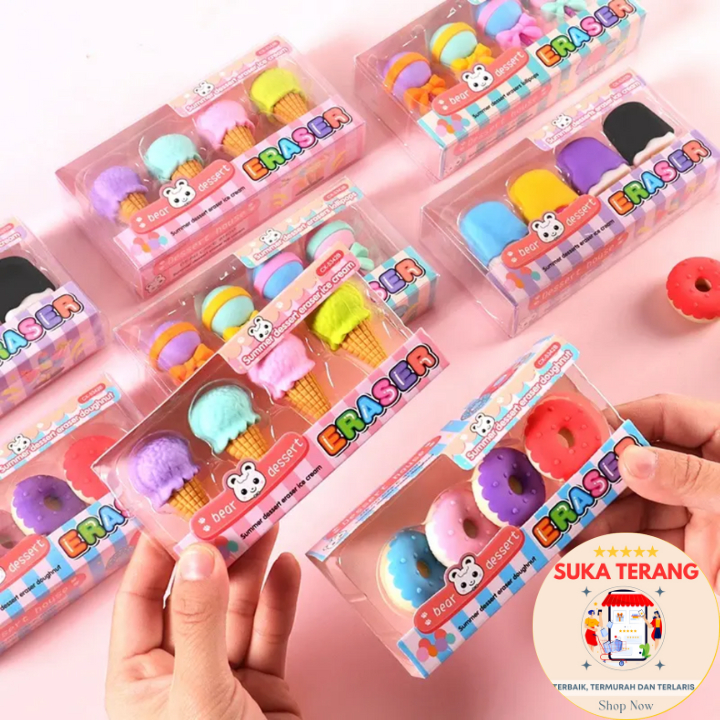 

ST Penghapus 4 Pcs / Set Lucu Bentuk Es Krim Lolipop Donat Popsiscle Pensil Karakter Sweet Eraser Anak Sekolah Karakter 4pcs