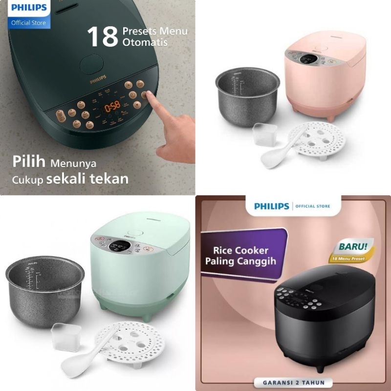Rice Cooker Digital Philips HD4515 HD 4712 HD 4716 1,8L Magic Com Penanak Nasi HD 4515 10 Menu 8 Men