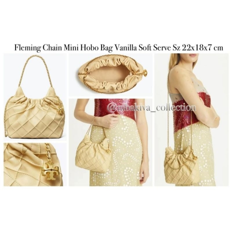 TB Fleming Chain Mini Hobo Bag Vanilla Soft Serve