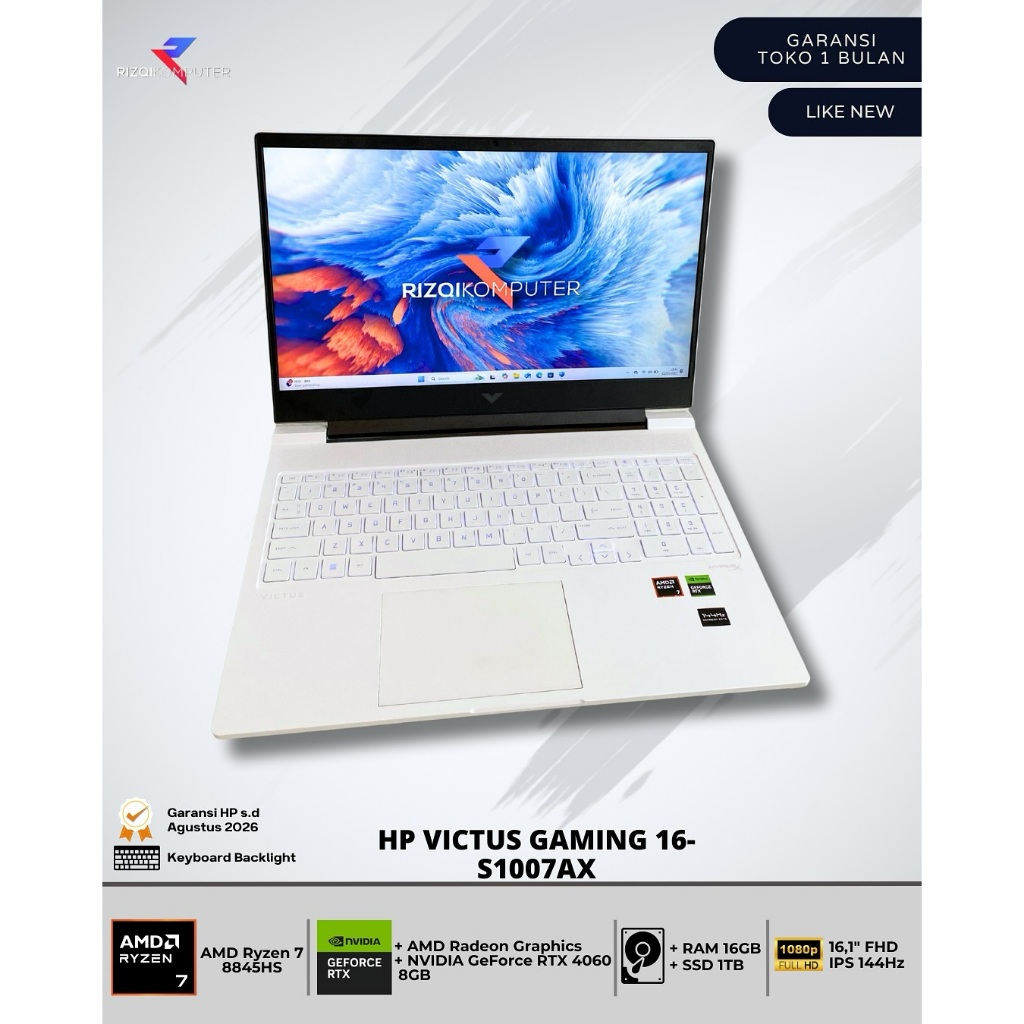 HP Victus Gaming 16-S1007AX AMD Ryzen 7 8845HS Ram 16GB SSD 1TB sby