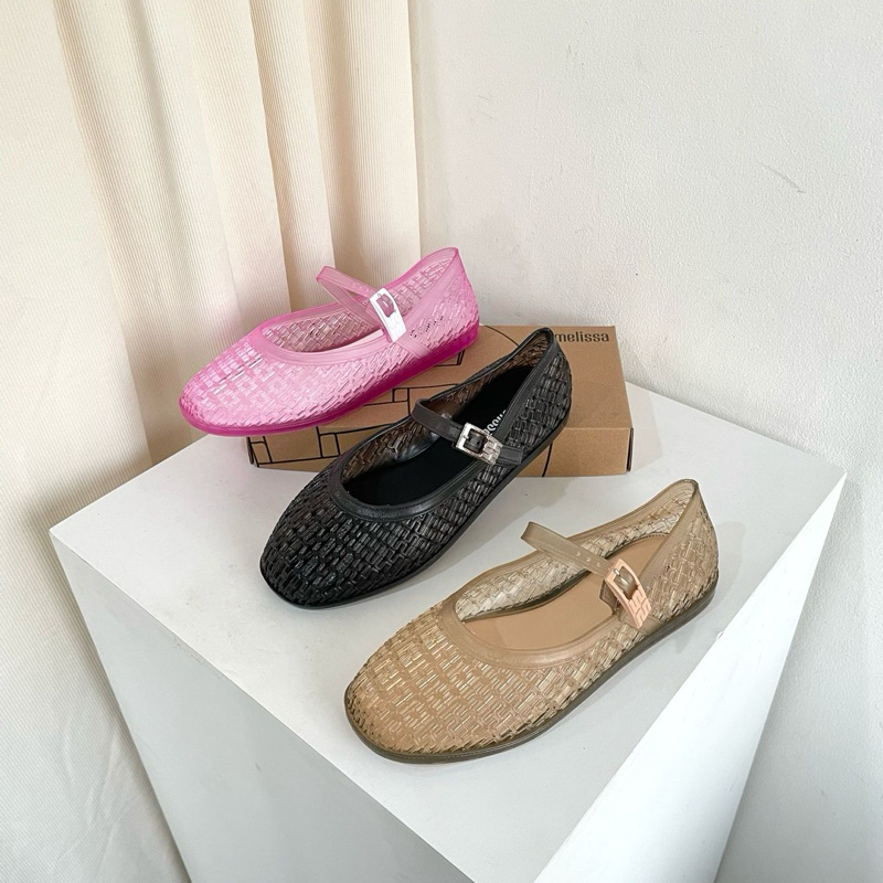 Flatshoes jelly single stripes by Melissa high quality fashion shoes sepatu flat wanita kantor kerja