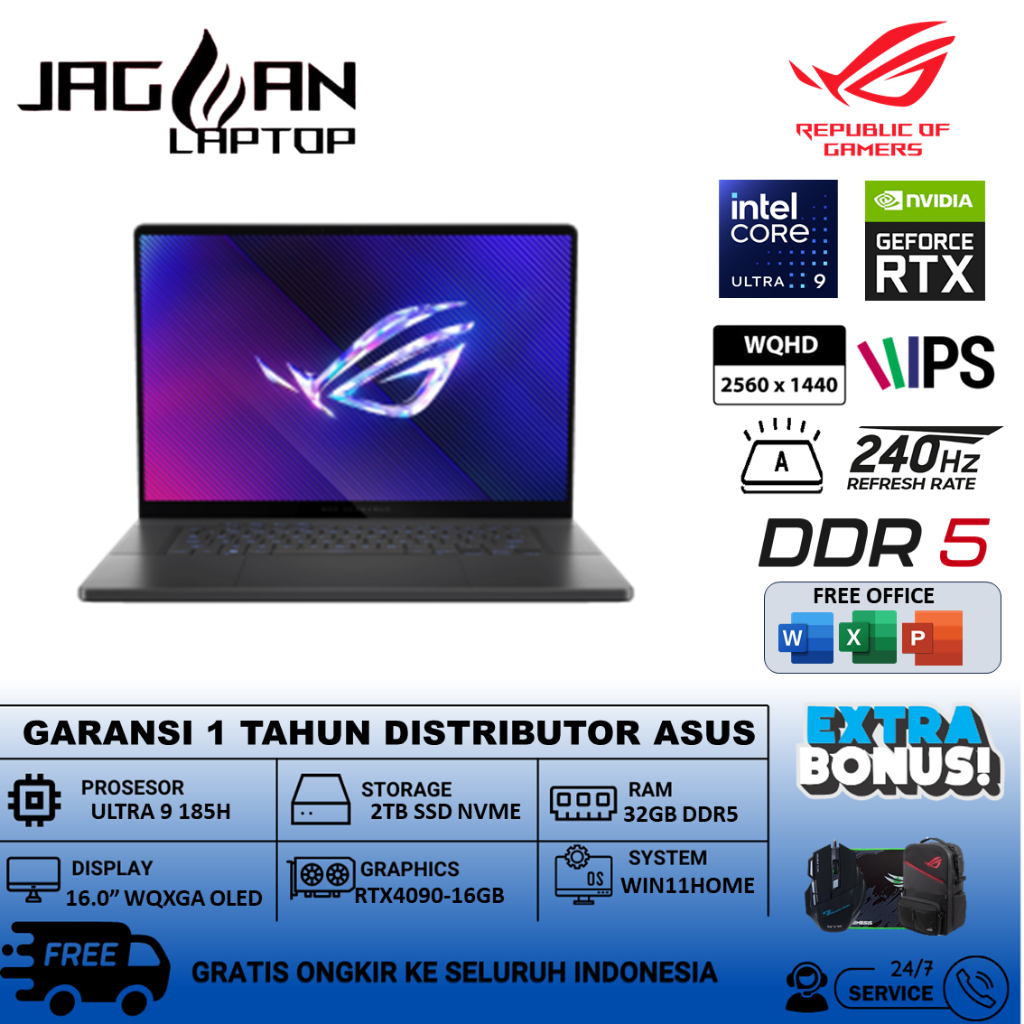 Laptop Gaming Asus ROG ZEPHYRUS G16 GU605MZ Intel Ultra 9 185H 32GB DDR5 2TB SSD RTX4090 WQXGA Oled