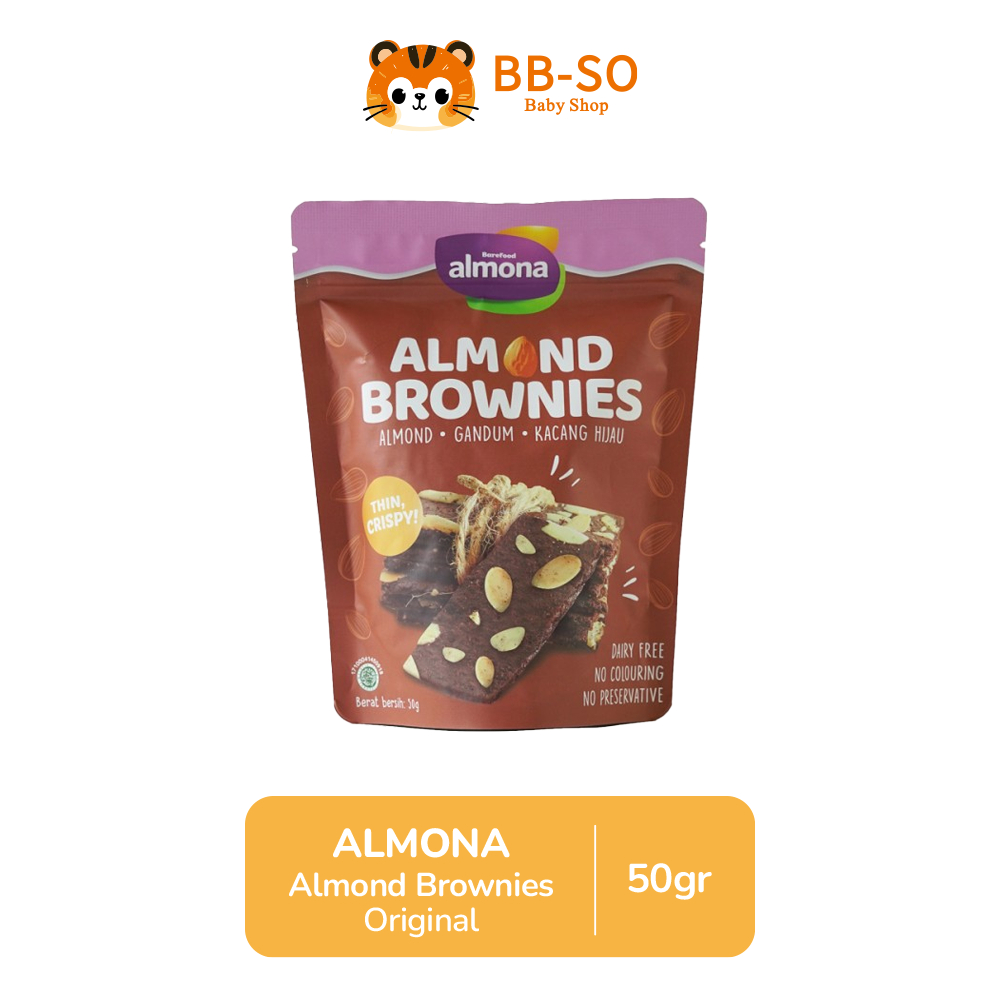 

Almona Almond Brownies 50gr - Original | Snack Sehat - No Preservative - No Coloring