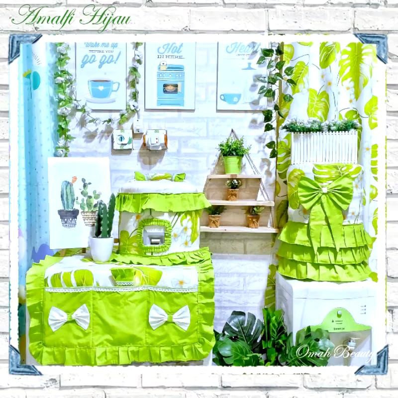 PREORDER GKM Daun Monstera Sarung Galon Kulkas Magic Com Amalfi Hijau / GKM Tropical Shabby Shabbych