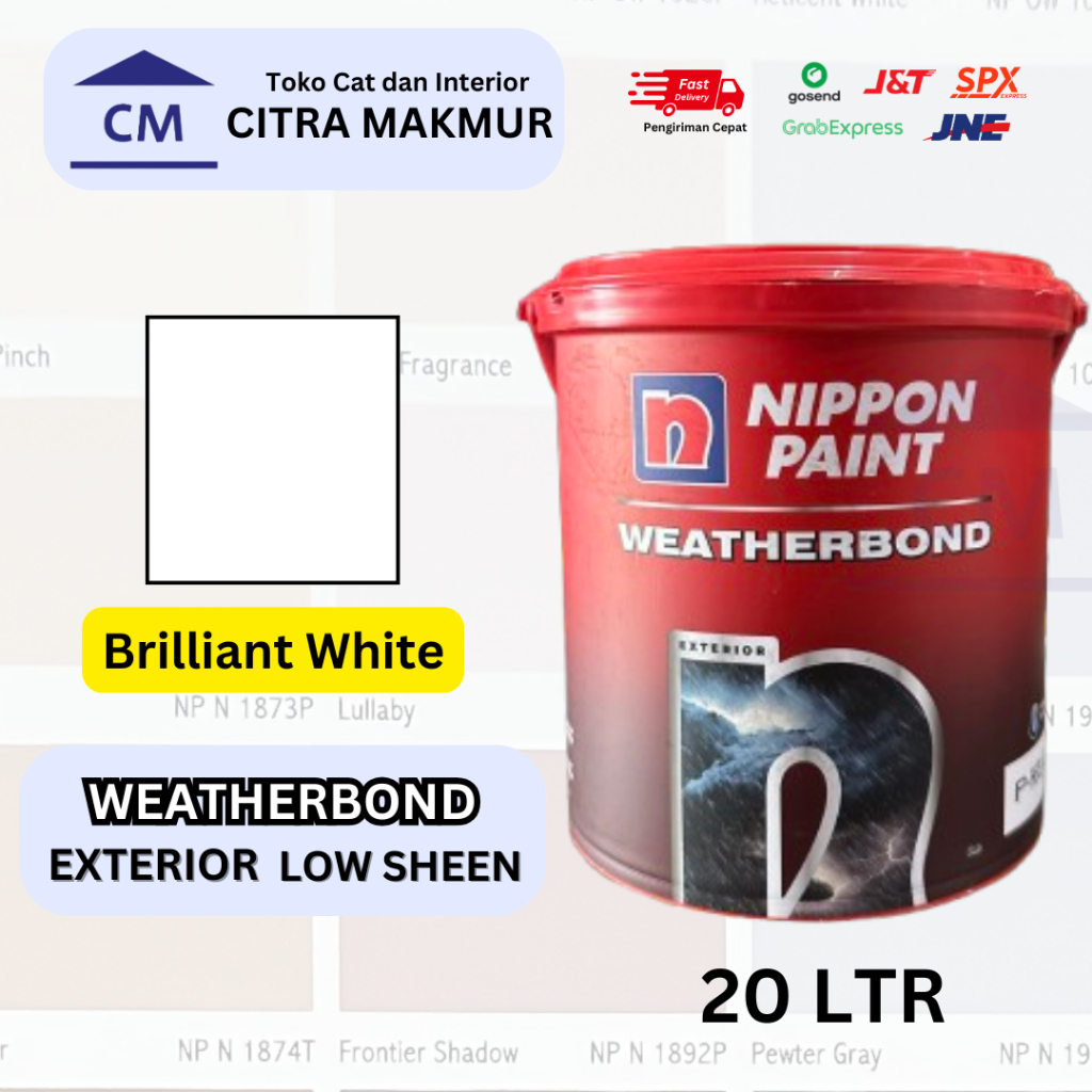 Nippon Weatherbond BRILLIANT WHITE 1001 - 20 Ltr (Cat Putih Exterior Premium Nippon Paint)