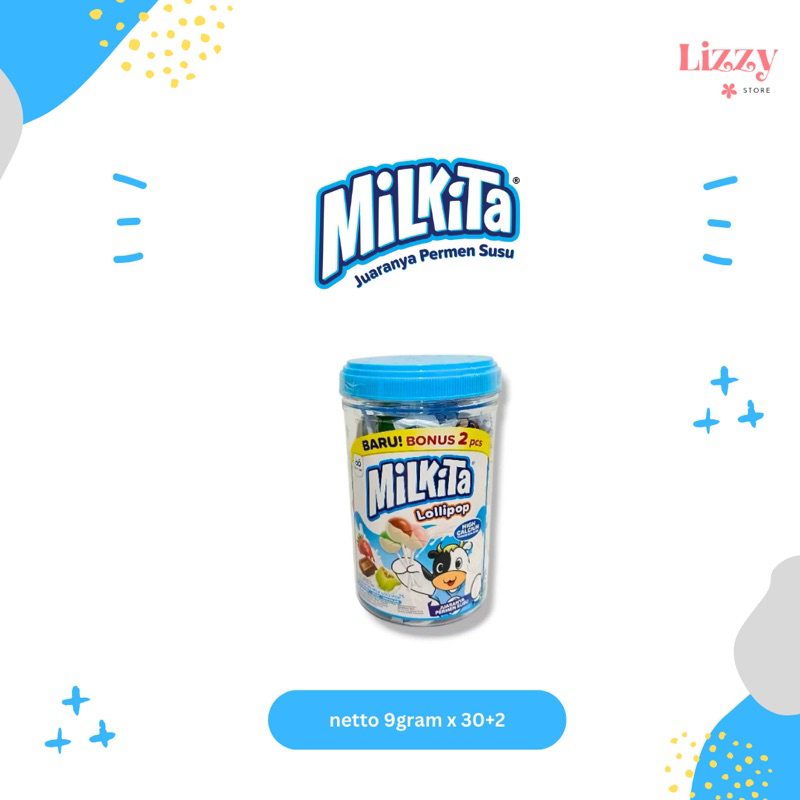 

Milkita Lollipop Permen Susu Toples 30 x 9gram