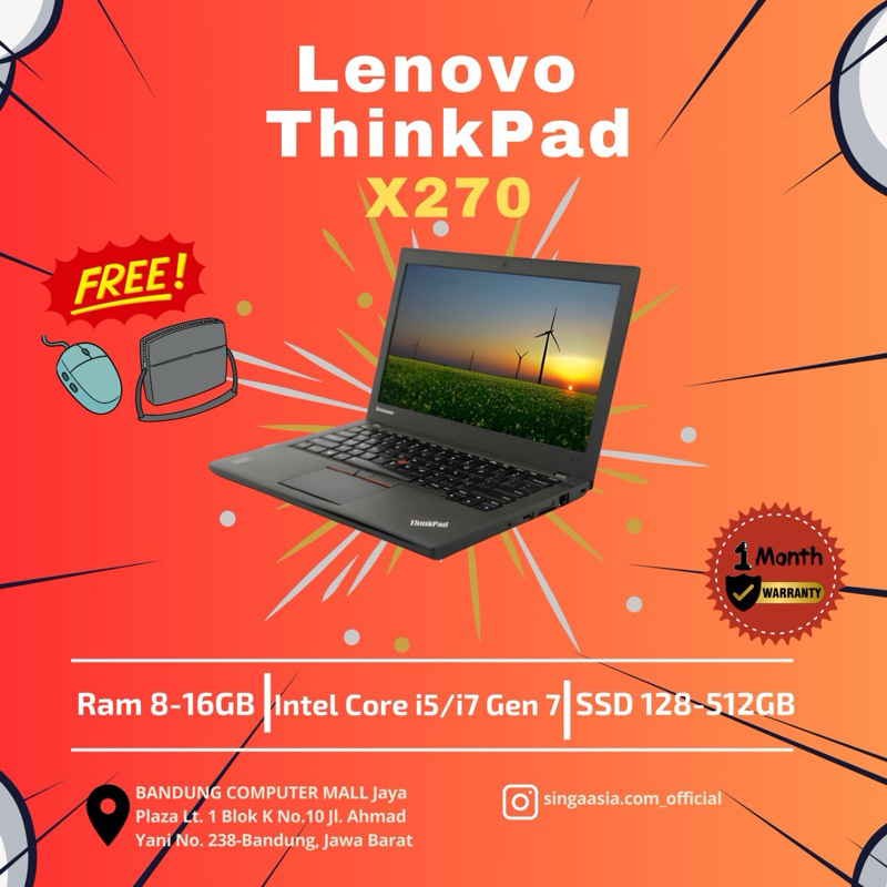 Laptop Lenovo Thinkpad X270 Core i5 Ram 16gb ssd 256gb