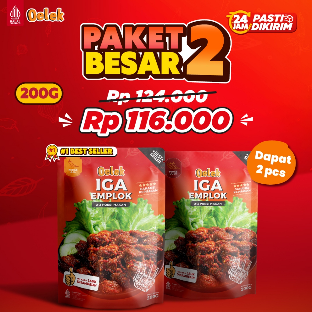 Oelek Paket Berdua Iga Emplok Oelek - 2 Pack Iga Emplok / Iga Mercon / Iga Sambal / Oseng Iga