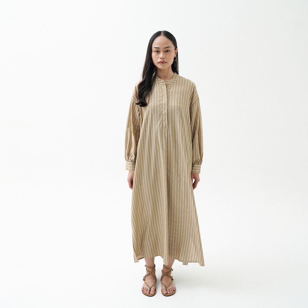 Queensland Back Smock Dress Lengan Panjang LIN000557Q Cokelat