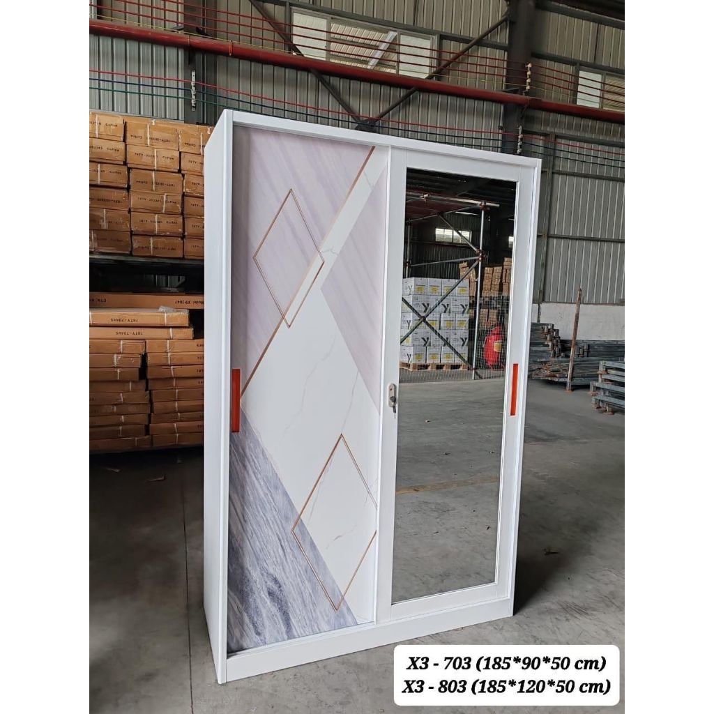 Lemari Baju Besi Sliding X3 803 - Lemari Baju 2 Pintu - Lemari Baju Besi - Lemari sliding Baju Besi 