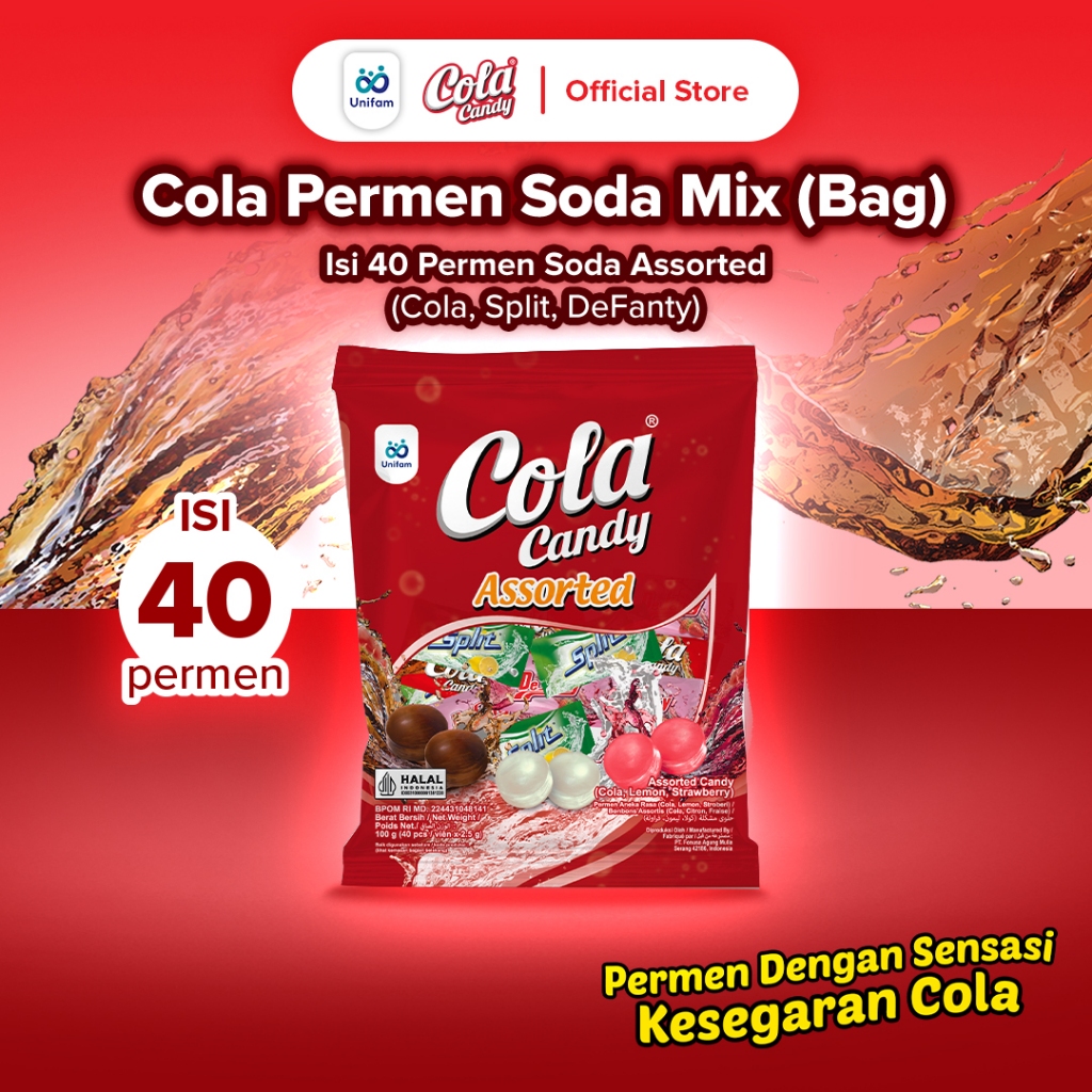 

Cola Permen Soda Mix - Soda Candy 1 Bag (Isi 40Pcs)