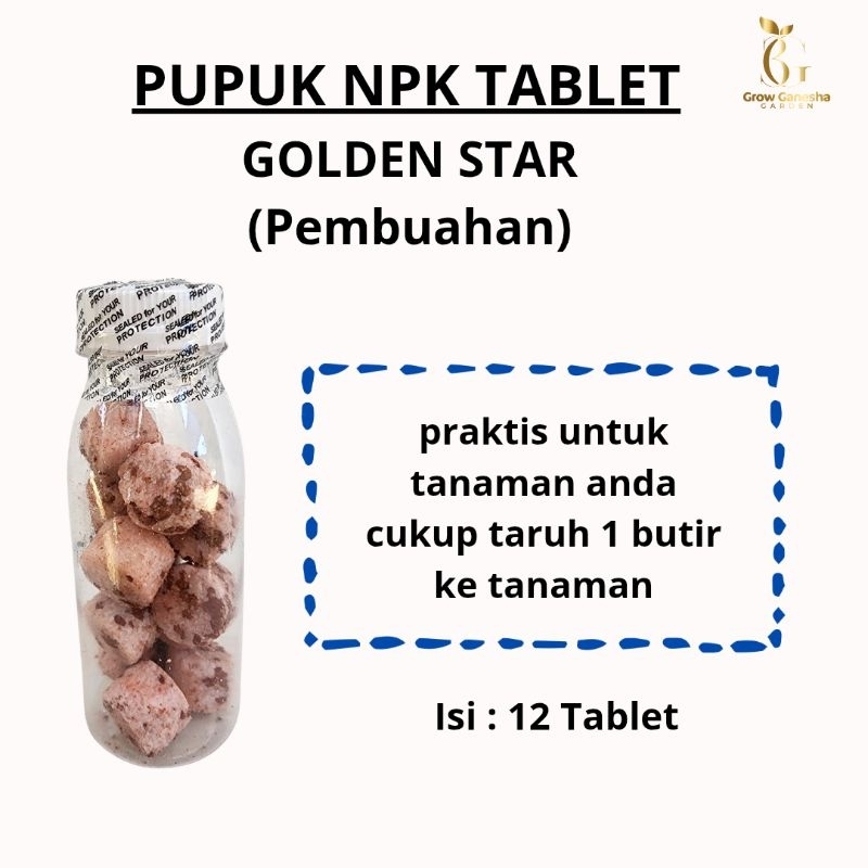 PUPUK NPK TABLET GOLDEN STAR || MERAH (PEMBUAHAN) || 12 TABLET