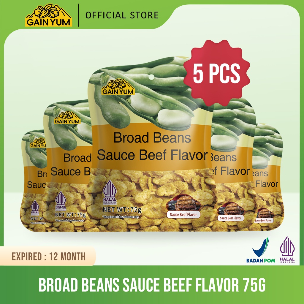 

Gain Yum - 5 pcs Kacang Koro Rasa Saus Sapi Kam Yuens Broad Beans Sauce Beef Flavor 75G [Chinese Version]