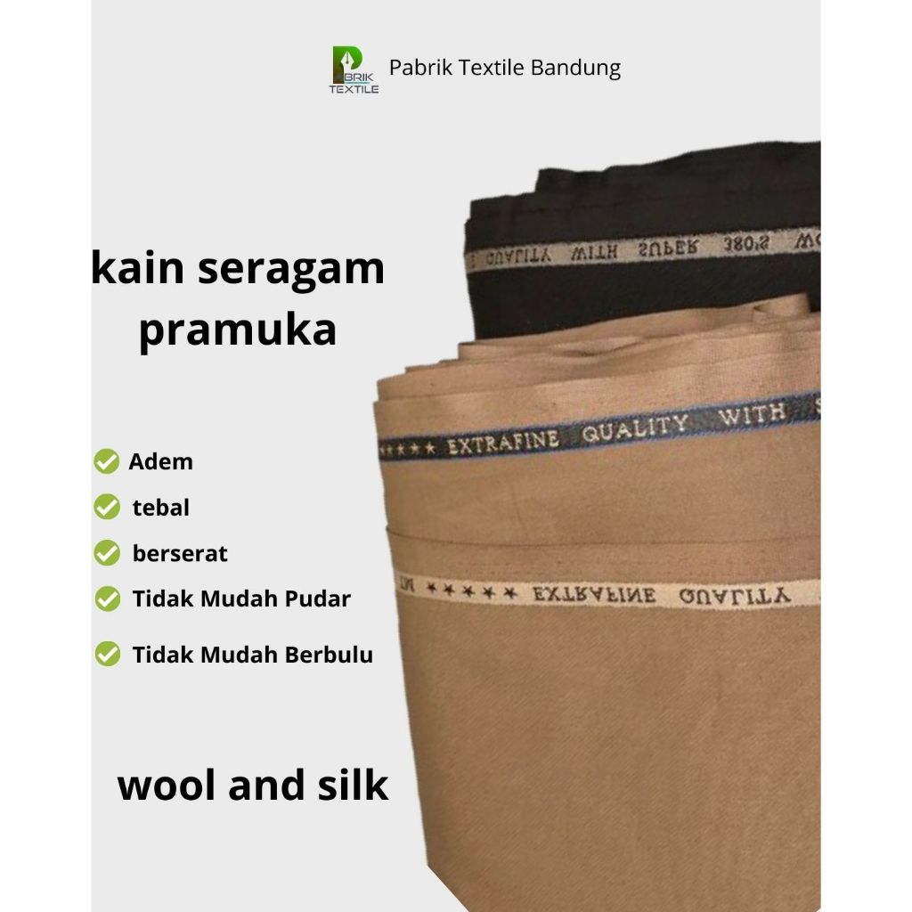 Kain setelan pramuka premium, bahan kain seragam resmi pramuka nasional kain meteran murah