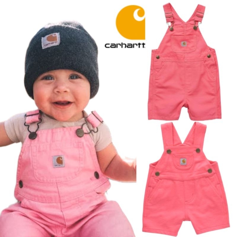 Baju Overall Carhartt Baby Girl Pink Denim Branded Baju Jumper Kodok Bodysuit Anak Bayi Perempuan