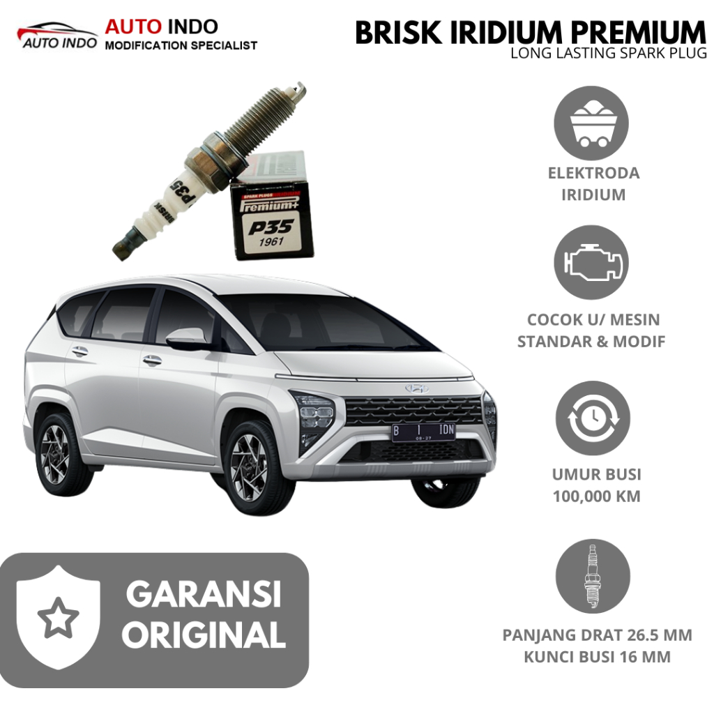 Busi Mobil Brisk Iridium Premium P35 untuk Hyundai Stargazer