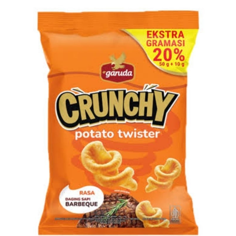 

Garuda Crunchy Potato Twister Keripik Kentang Rasa Sapi BBQ 50 + 10 gram