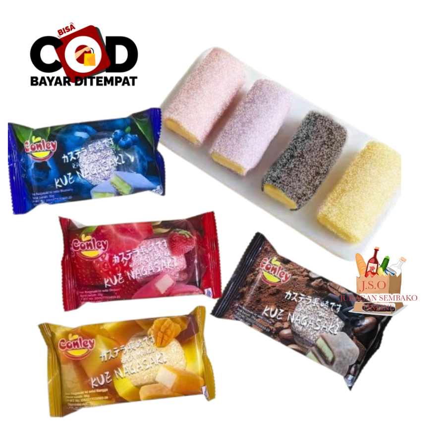 

[ JSO ] Conley Kue Nagasaki 35gr Mochi Coklat Stroberi Mangga Bluberry Mooncake Softcake Mochi Kue Lembut Aneka Rasa Cemilan Murah Halal All Varian