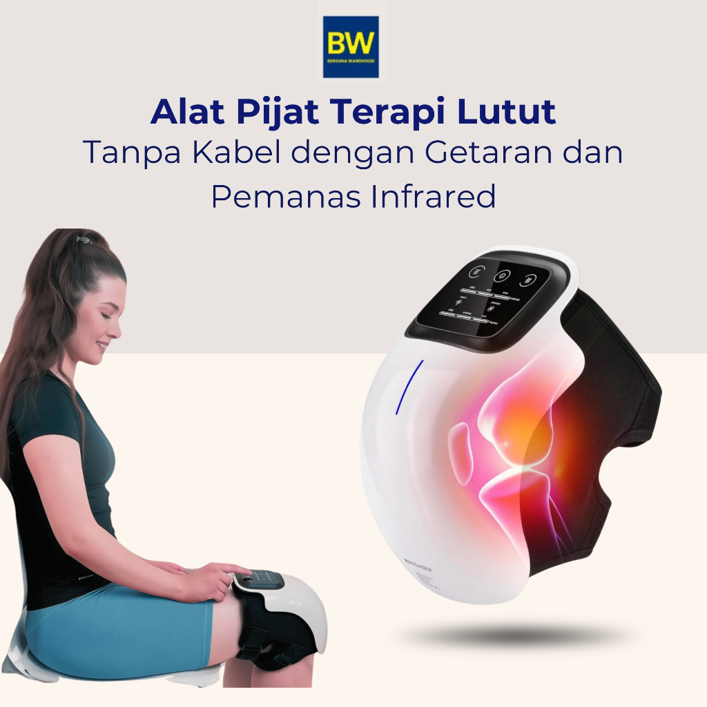 Alat Pijat Terapi Lutut Elektrik Knee Massager Wireless Heat Portabel Tanpa Kabel dengan Getaran dan