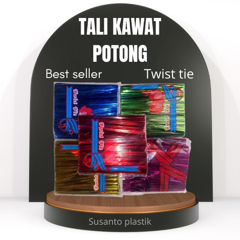 

Pita Kawat Pengikat parcel | Tali Kawat Potong pengikat Twist Tie 8 cm