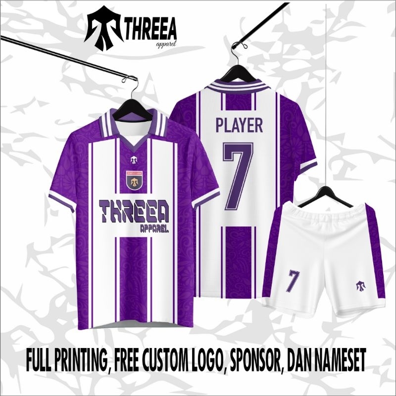 JERSEY FULL PRINTING KERAH PUTIH UNGU / JERSEY SEPAK BOLA / JERSEY FUTSAL / JERSEY CUSTOM