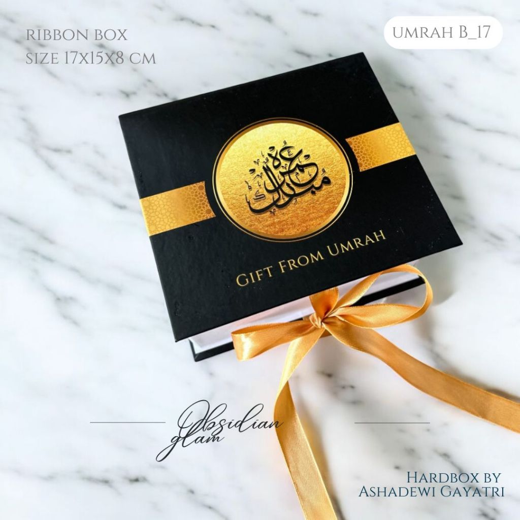 

HARDBOX BY ASHADEWI - HAJI DAN UMROH - OBSIDIAN GLAM - UMROH B (17X15X8 CM) / BOX LEBARAN / HAMPERS