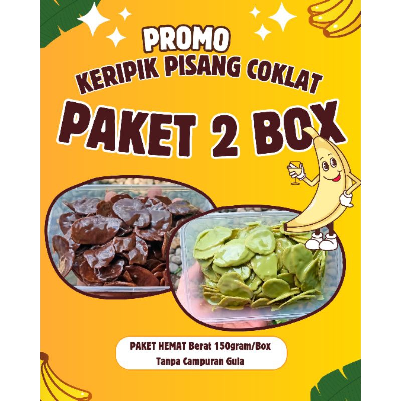 

PAKET 2 BOX KERIPIK PISANG COKLAT 300GRAM/KERIPIK PISANG COKLAT LUMER/kripik pisang coklat/cemilan coklat
