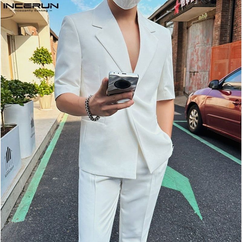 blazer pria premium - blazer pria korea stayle - jas anak muda - jas tangan pendek - blazer merah -j