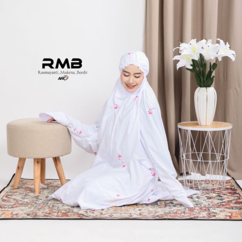 ROSMAYANTI - Mukena Dewasa Putih Mukena Terusan Dewasa Bordir Nasya Love Mukenah Lajuran Dewasa Puti