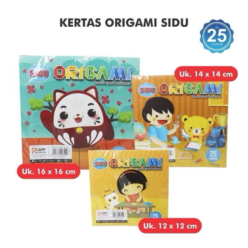 

Kertas Lipat Origami SIDU Sinar Dunia 12x12 14x14 16x16 Isi 25 Lembar - Sidu Kertas Origami