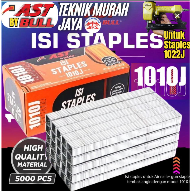 

AST Isi Ulang Straples Staples Air Stapler Refill 1010J isi 5000pcs Paku Tembak U 10mm Xenon Kodenki