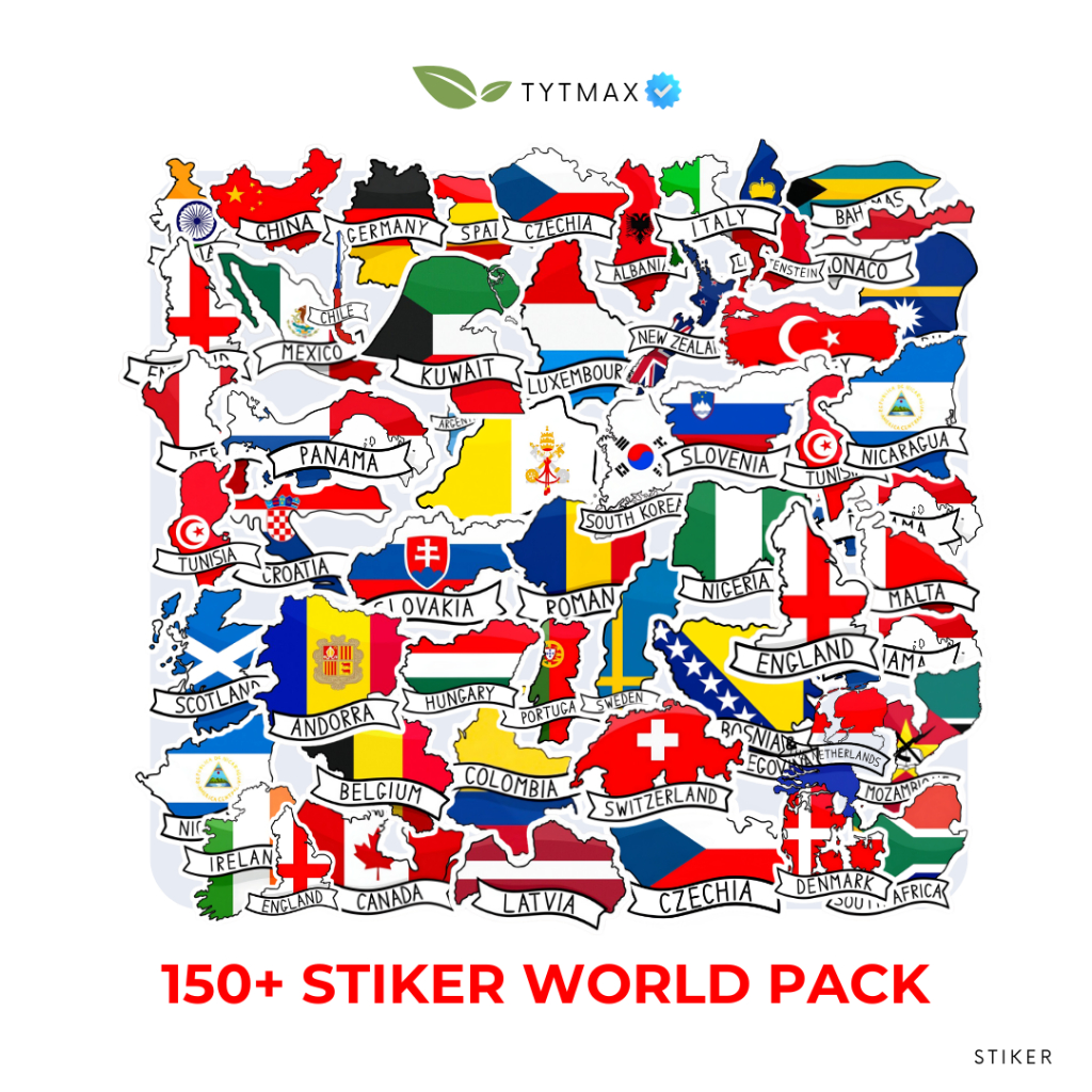

Stiker World Pack bahan vynil 7 pack | stiker negara dunia | stiker koper | traveler sticker