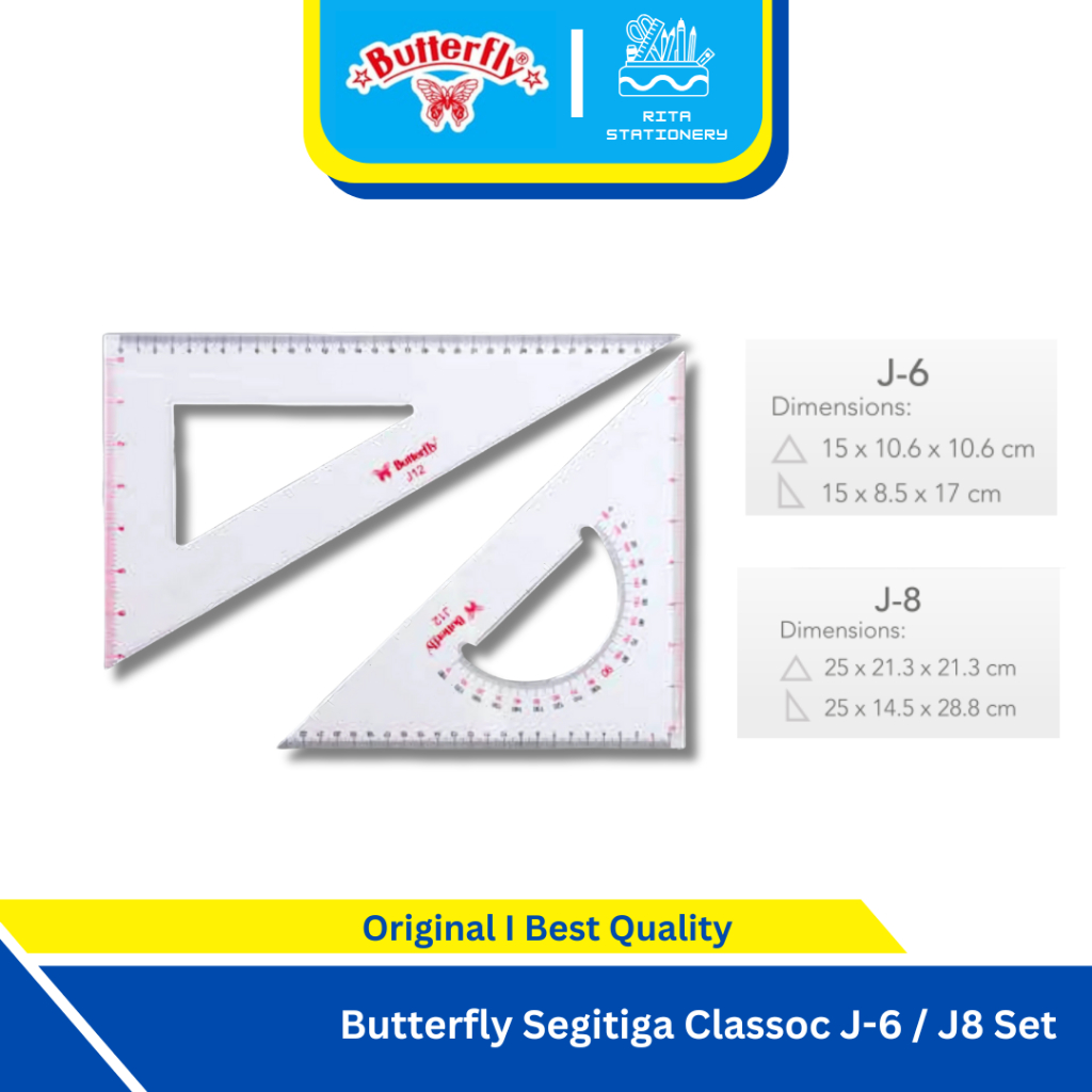 

Butterfly Penggaris Classic Segitiga No.6 J-6 / No.8 J-8 Set
