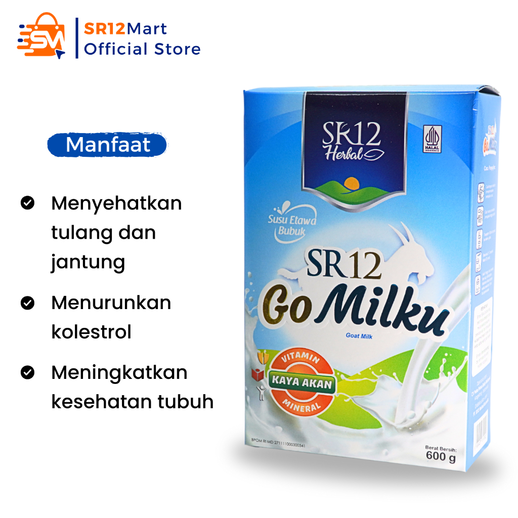 

SR12 Go Milku Susu Etawa Gomilku SR12 Susu Kambing Etawa Bubuk Kualitas Premium 600gr/200gr