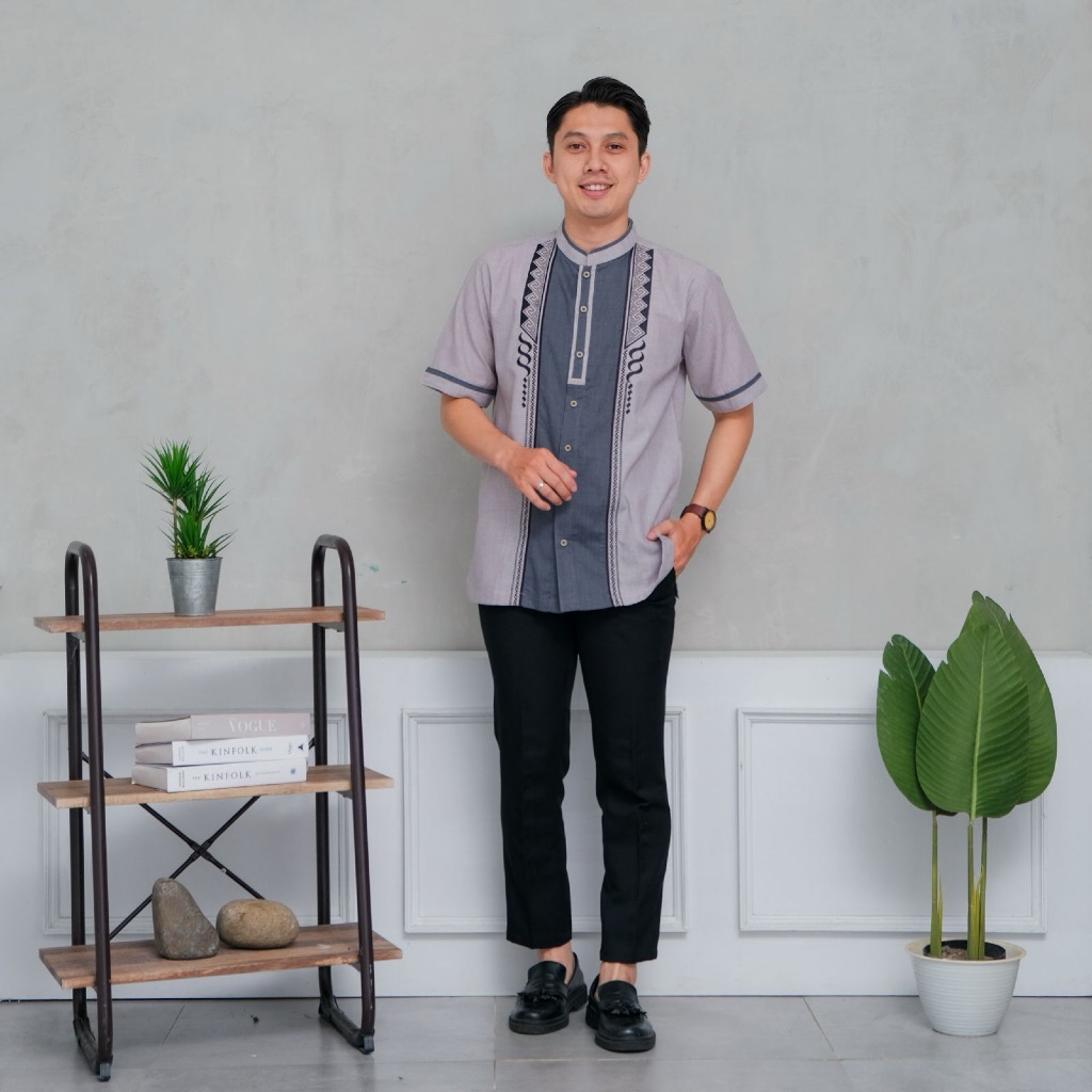 [Asriyani] Atasan Baju Koko Izra Lengan Pendek Katun Interlis Terbaru Kombinasi Warna Bordir Rapih