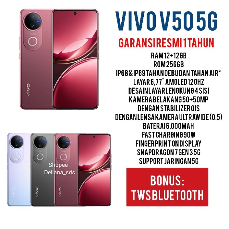 Vivo V50 5G 12/256 12+12/256 24/256 Garansi Resmi 1 Tahun Vivo V50 12/256 Vivo V50 5G 12+12/256 Vivo