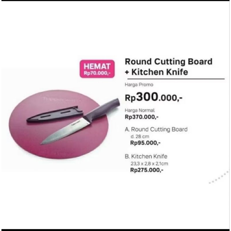 Kitchen knife + cutting board tupperware / paket talenan + pisau tupperware