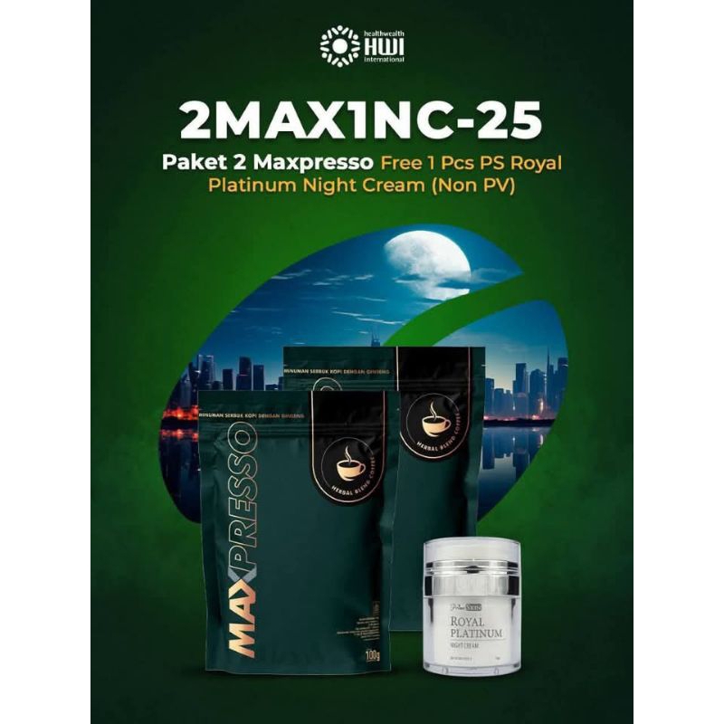 

MAXPRESSO HWI ORIGINAL_PROMO_TERMURAH_BELI 2 POUCH MAXPRESSO GRATIS 1 BOTOL ROYAL PLATINUM